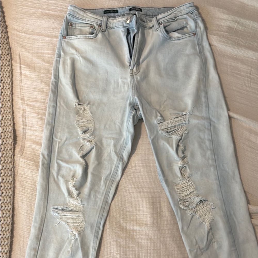Size 12 Wild Fable Distressed Highest Rise Mom Jeans Light Wash